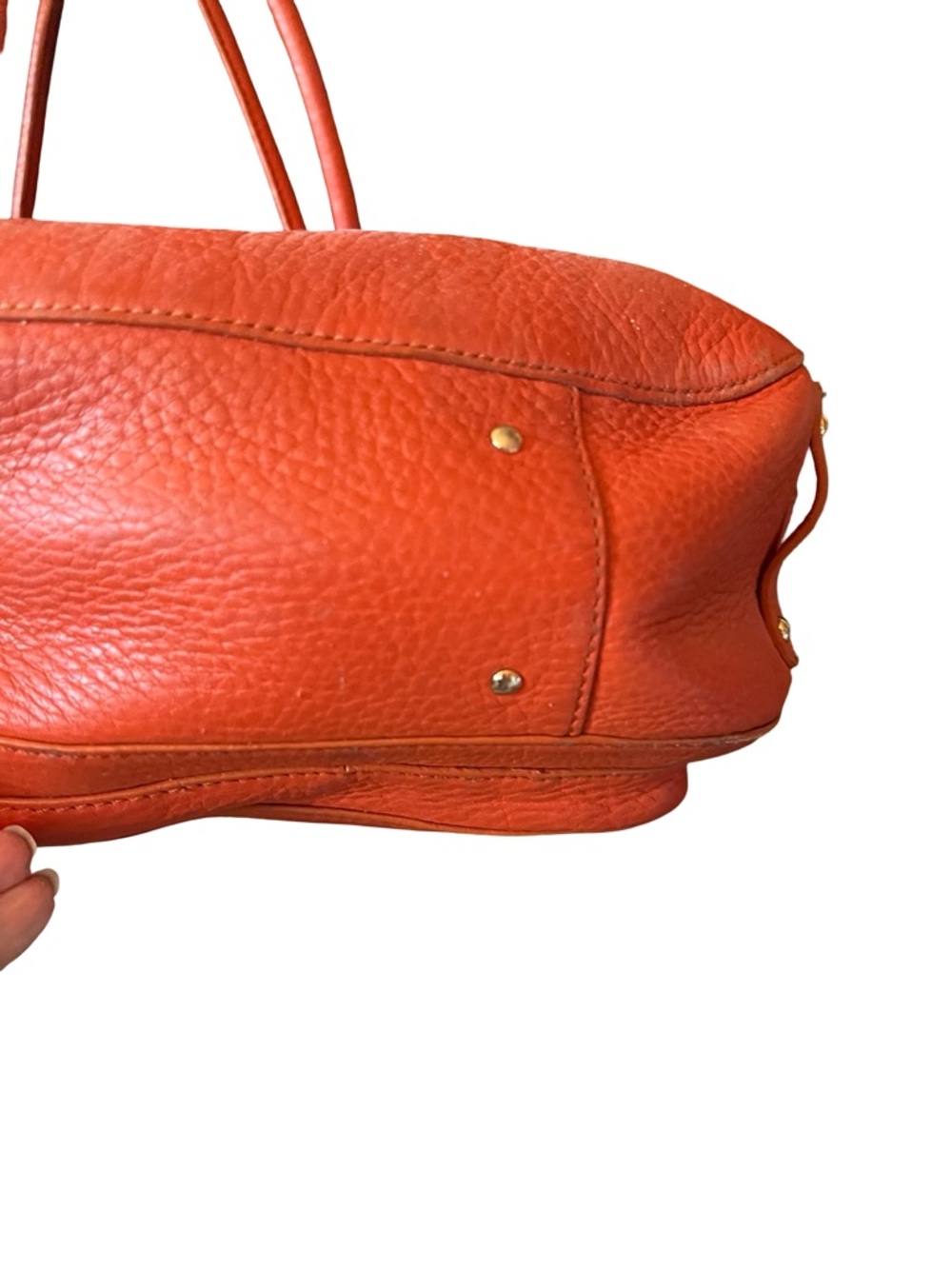 Cole Haan Orange Pebbled Leather Shoulder Bag - Picture 4 of 12